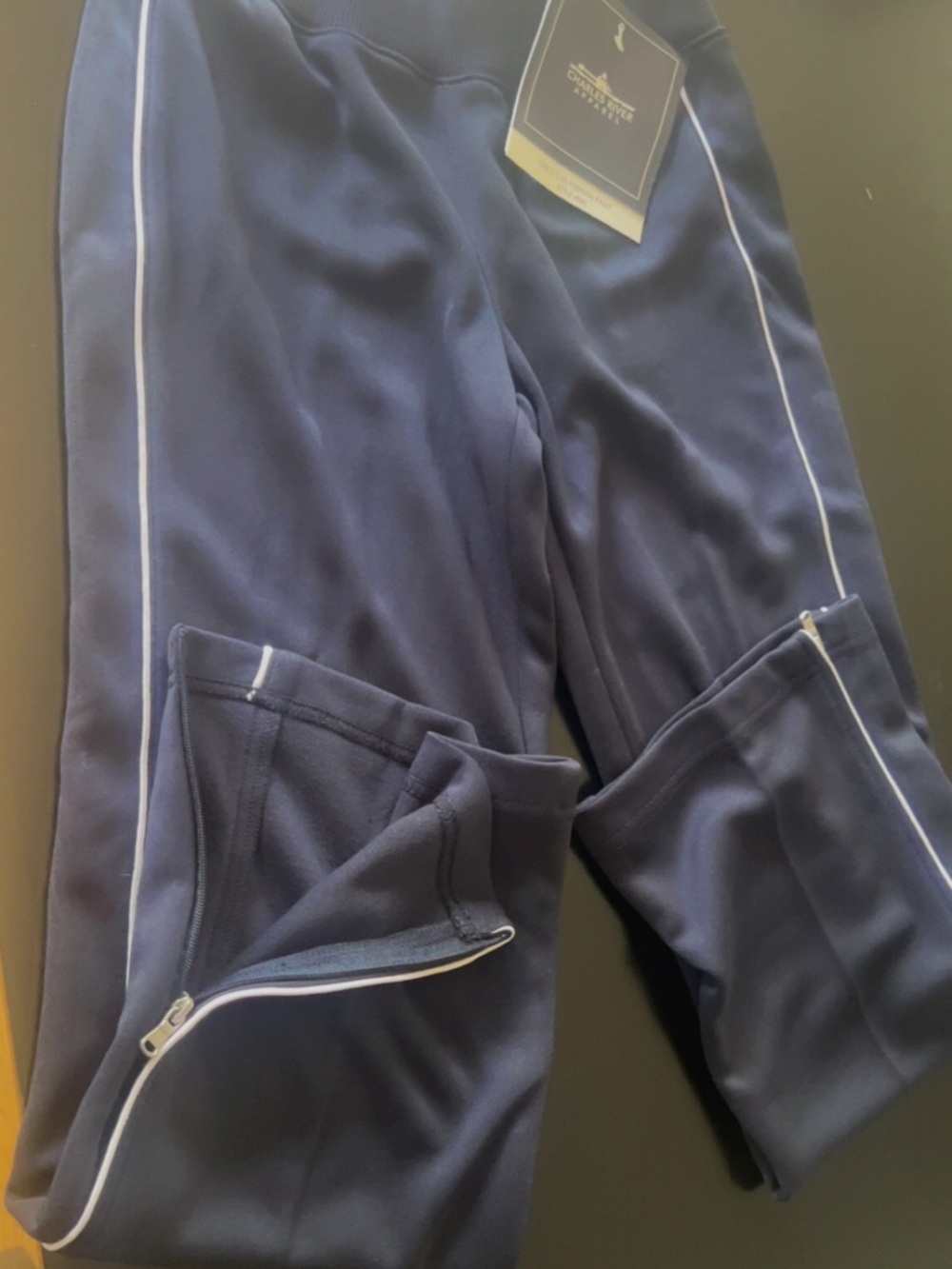 Charles River Apparel Navy Athletic Pants with White Trim